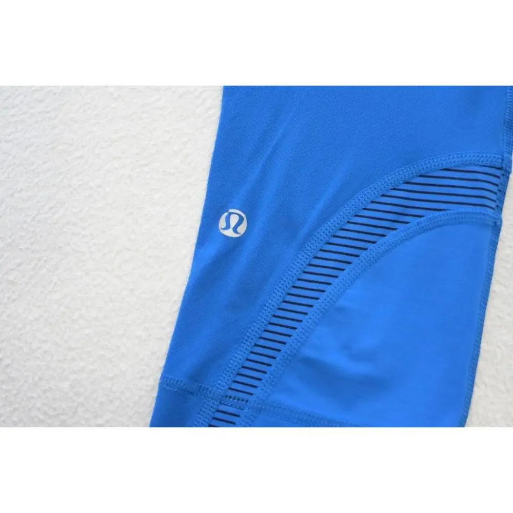 Lululemon Leggings Blue Athletic Performance Yoga Sweat Pants‎ Womens Size 6